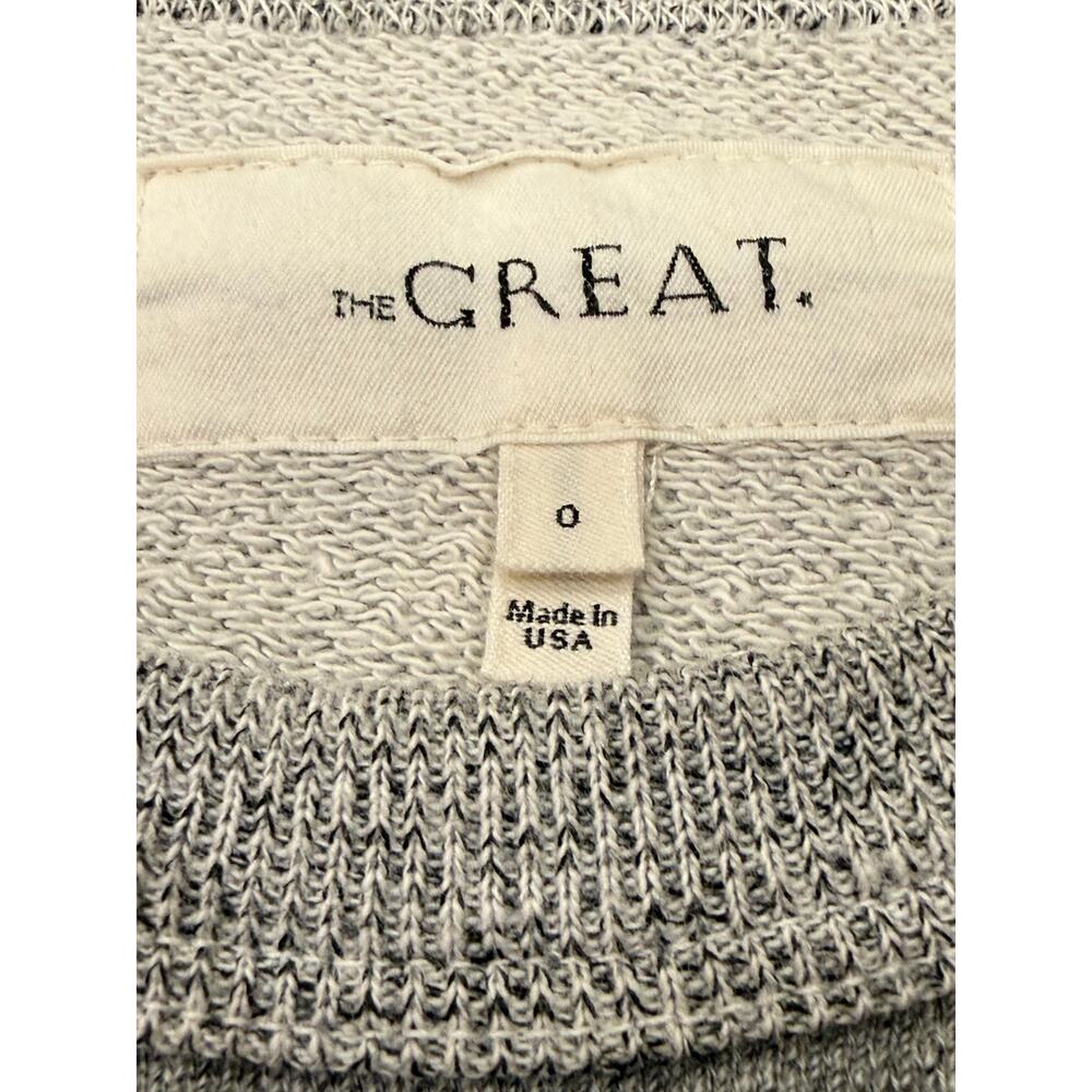THE GREAT. College Sweater Crewneck Sweatshirt Gray Red Hearts Embroidery Size 0 - Picture 8 of 8